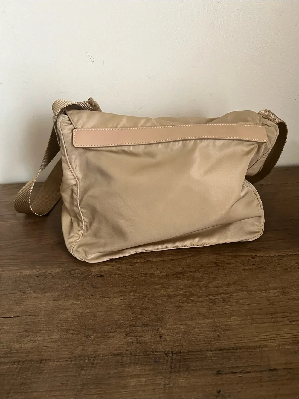 Prada Tan Nylon Messenger Bag with Adjustable Strap